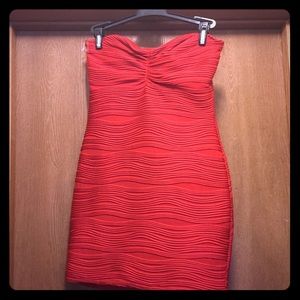 Strapless red dress